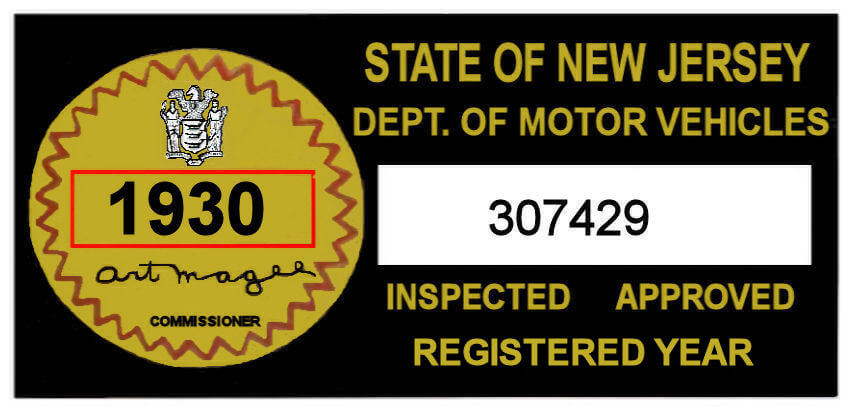 (image for) 1930 New Jersey Safety Check Inspection Sticker